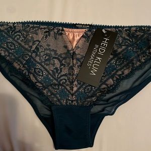 Heidi Klum hunter green with slight beige lace, back is entire sheer